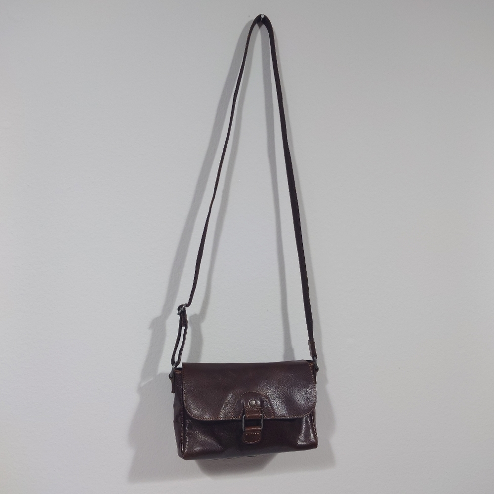 Jack Georges Brown Leather Crossbody Bag | Genuine Leather | Adjustable Strap